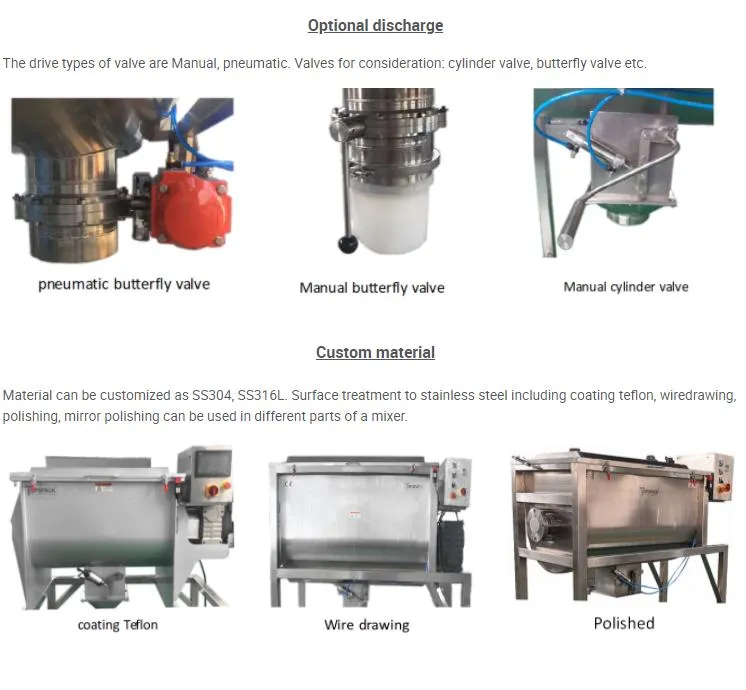 1500L Horizontal Stainless Steel Ribbon Mixer Tank for Dry Powder