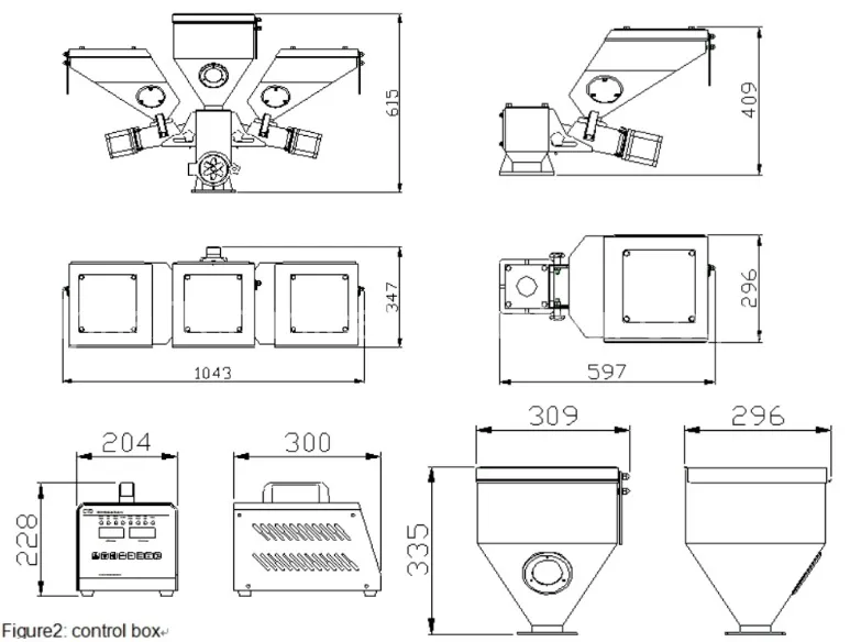 2-6 Ingredients Plastic Pellets Industrial Weight Gravimetric Batch Blender for Extruder