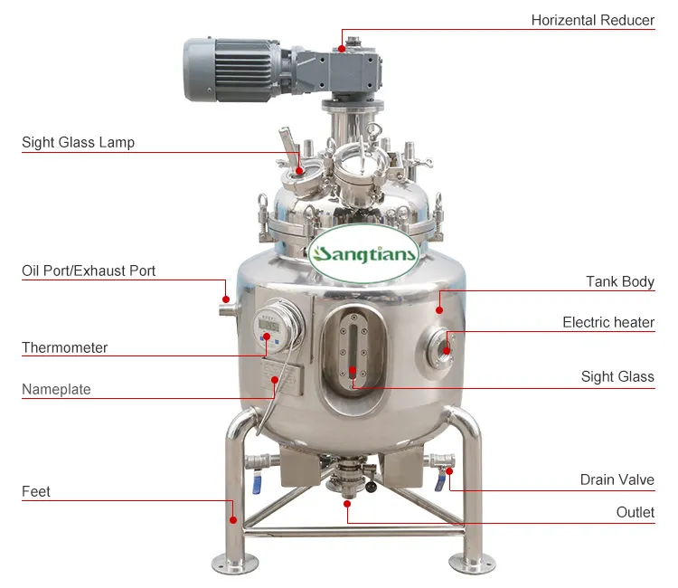 200L 300L 2000L 3000L 4000L 5000L 8000L Small Mini Electric Heating Chemical Reactor Tank