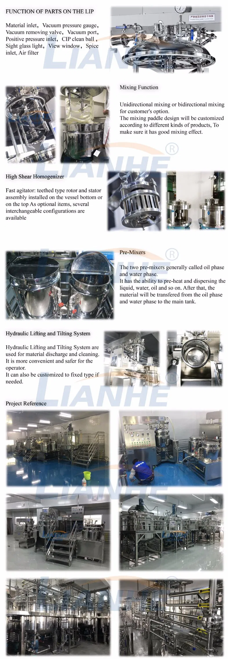 Chemical Industry Vacuum Emulsifying Homogenizing Mixing Pharmaceutical Machine