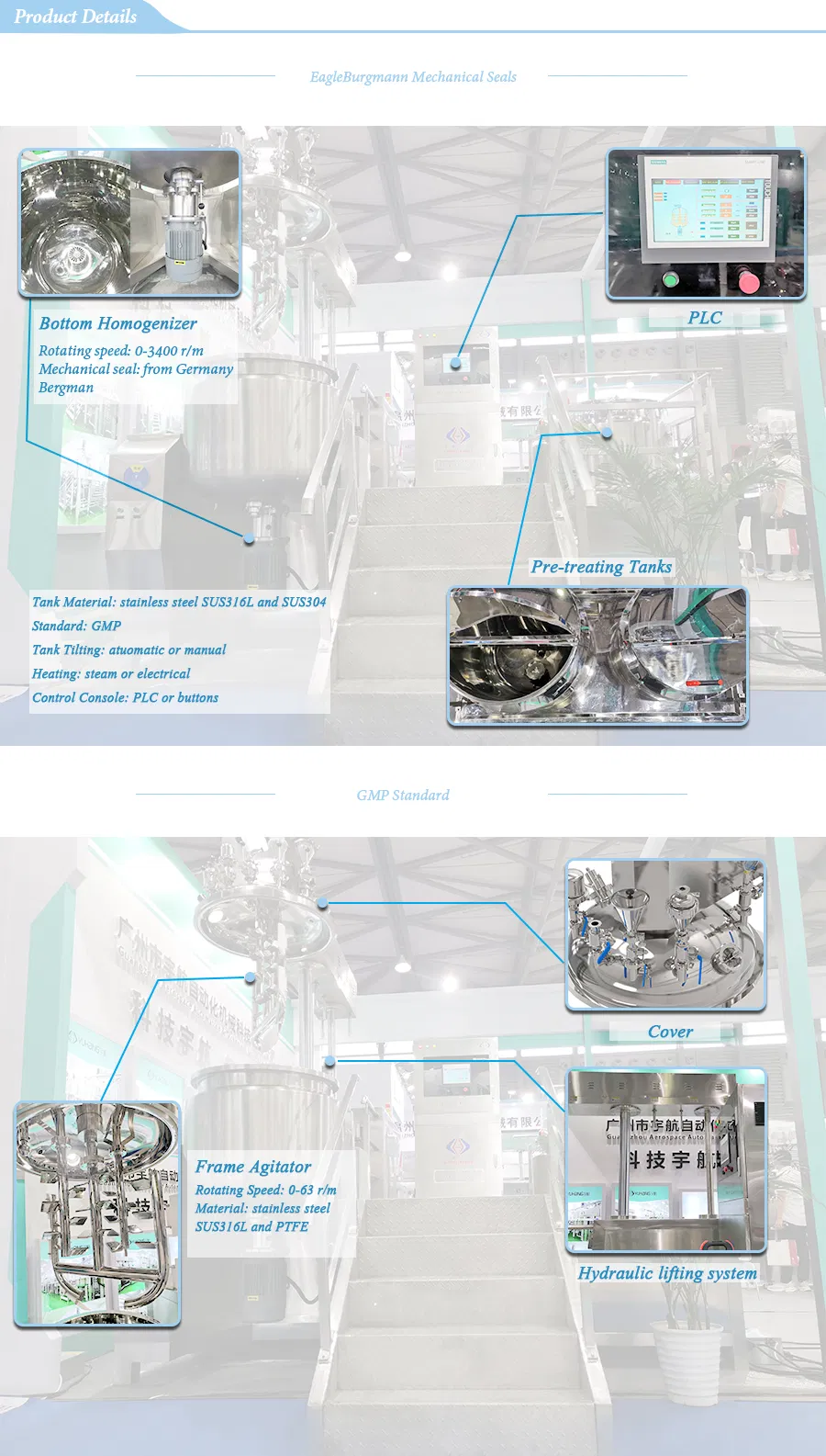 Cream Mixer Homogenizer Batch High Shear Homogenizer Viscous Liquid Mixer