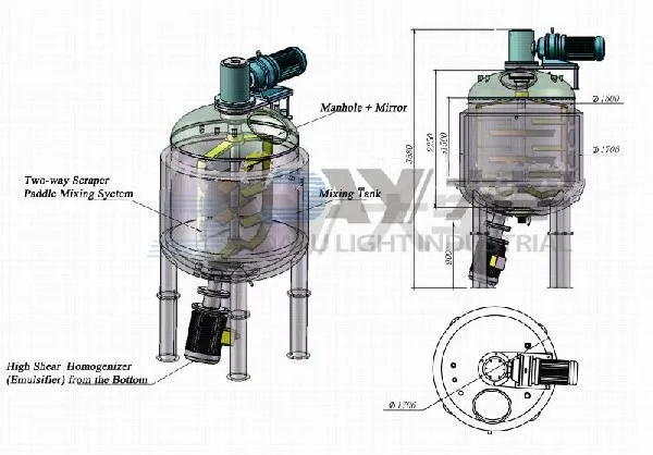 Homogenize Mixing Blender Tank Veseel for Cosmetic Lotion Cream Ointment