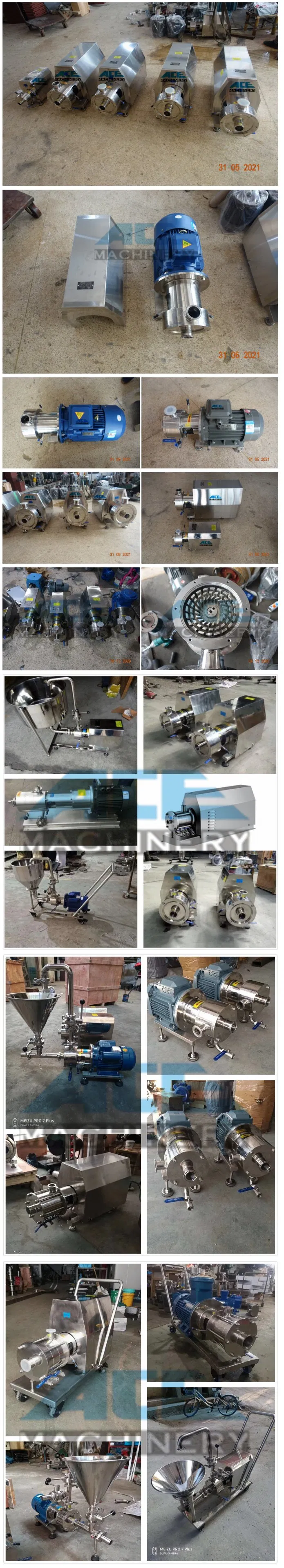 Stainless Steel High Shear Mixer Body Cream Shampoo Lotion Industrial Emulsion Pump with Feeding Hopper and Wheels