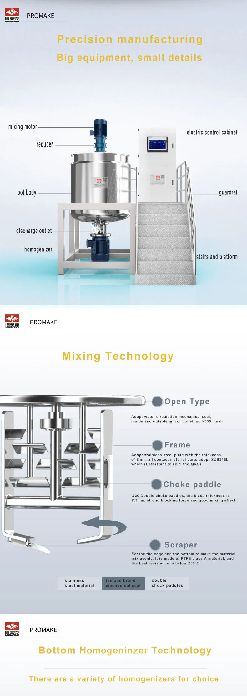 Ta High-Quality Stainless Steel Blender Manufacturer Customized High-Shear Homogenizing Mixer Machine