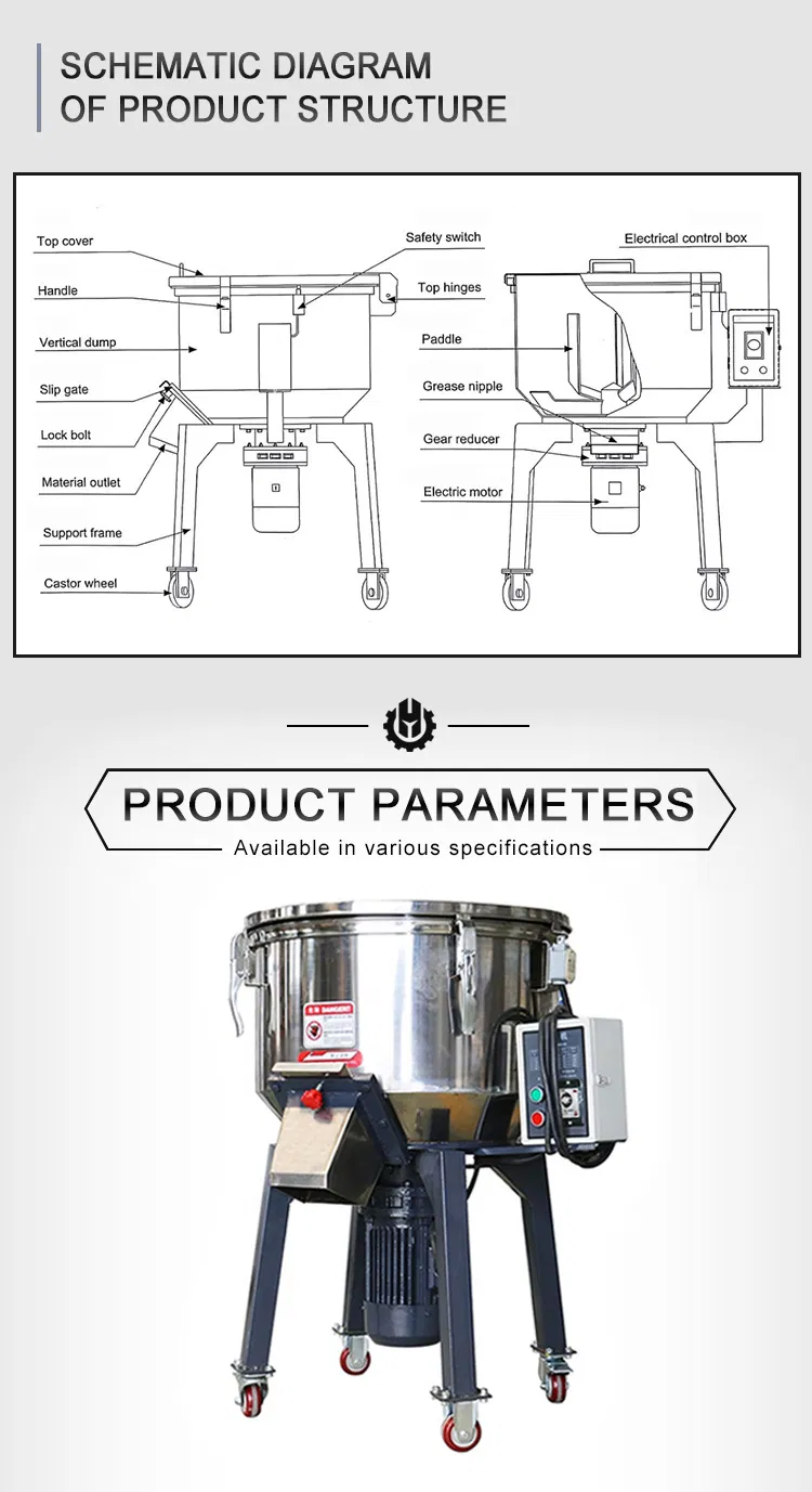 Vertical/Horizontal High Speed Plastic Mixer for Plastic Granules and Powder